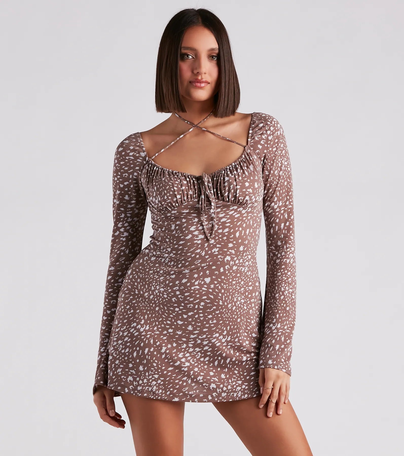 Long Dresses with Side Slit for Ladies' Mobility and StyleProwlin' Cutie Leopard Crepe A-Line Dress Long Dresses with Side Slit for Ladies' Mobility and StyleProwlin' Cutie Leopard Crepe A-Line Dress