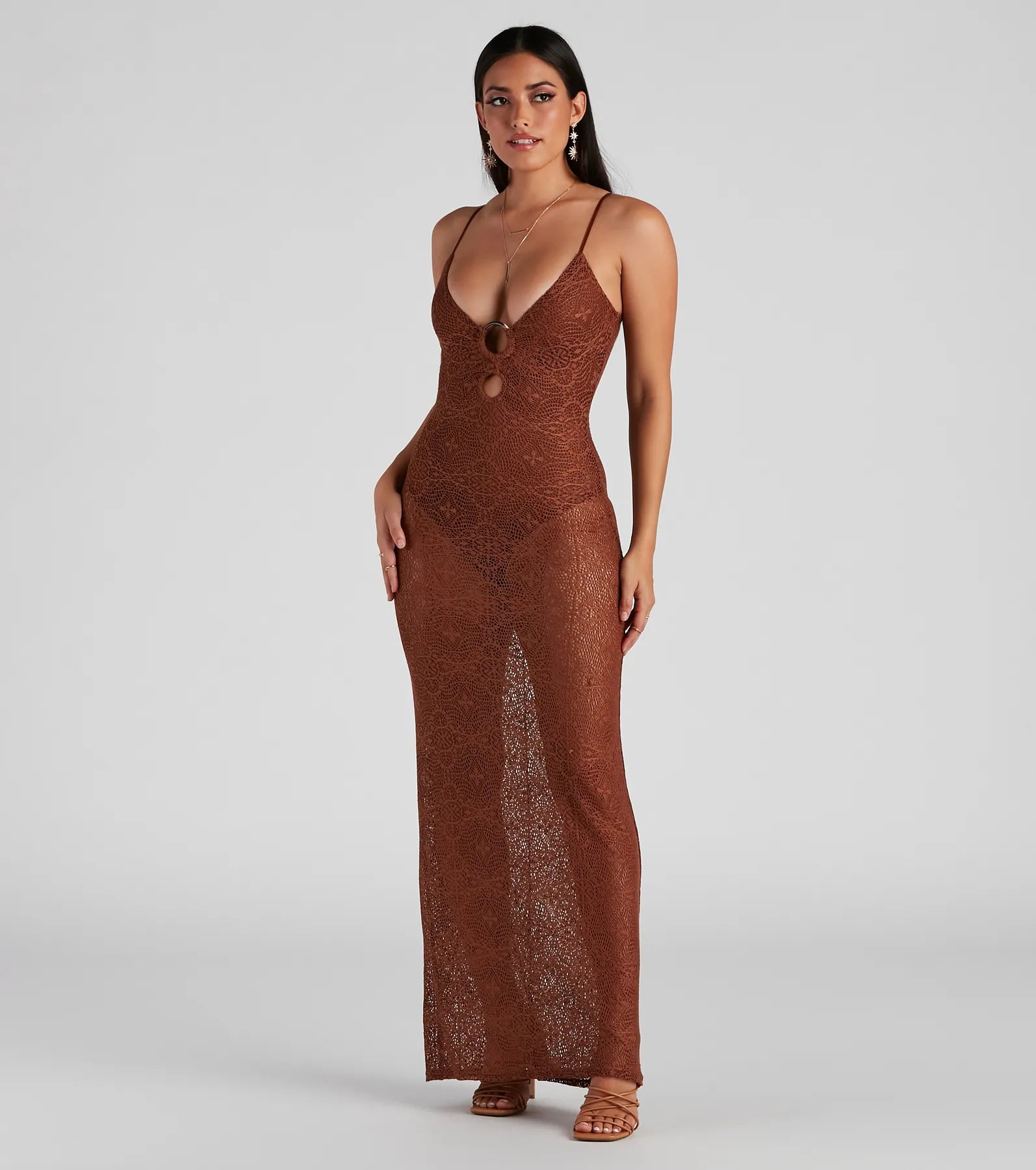 Dresses with Sheer Sleeve and Sequined Cuffs for Ladies' Elegant and Sparkly LookSandy Toes Crochet Bodysuit Dress Dresses with Sheer Sleeve and Sequined Cuffs for Ladies' Elegant and Sparkly LookSandy Toes Crochet Bodysuit Dress