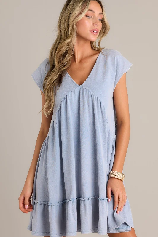 Off Shoulder Chiffon Dresses for Ladies' Summer OutingsSerene Splendor Dusty Blue Cap Sleeve Mini Dress Off Shoulder Chiffon Dresses for Ladies' Summer OutingsSerene Splendor Dusty Blue Cap Sleeve Mini Dress