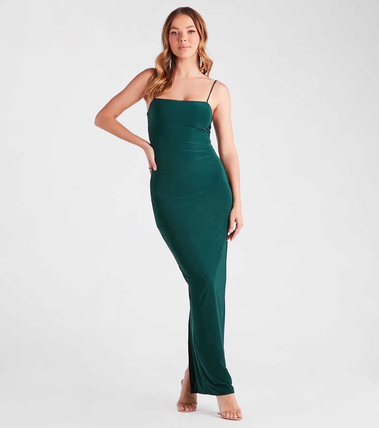 Lace Trimmed Cotton Dresses for Ladies' Feminine AppealSet The Curve Square Neck Maxi Dress
