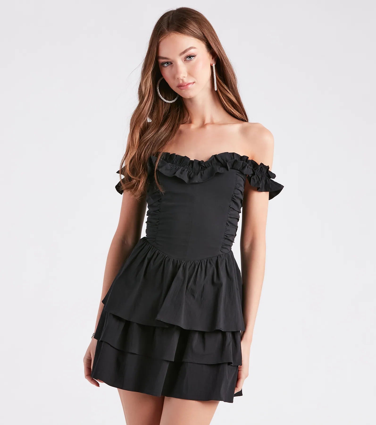 Tulle Dresses with Beaded Waistband for Ladies' Graceful LookSo Lovely Off-The-Shoulder Ruffled Skater Dress Tulle Dresses with Beaded Waistband for Ladies' Graceful LookSo Lovely Off-The-Shoulder Ruffled Skater Dress