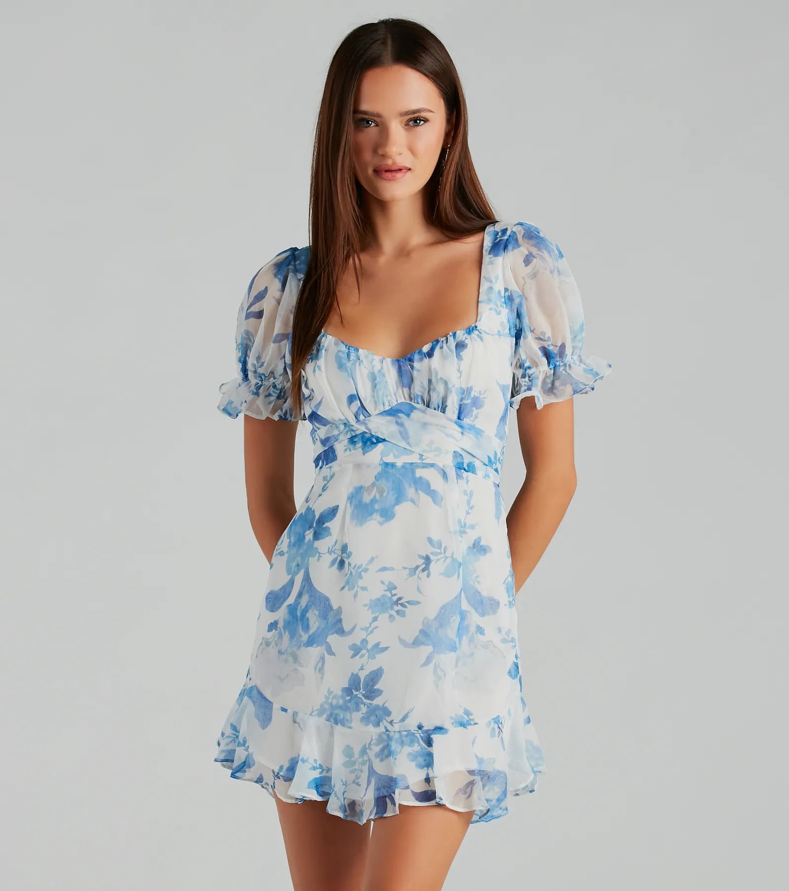 Organza Dresses with Sparkly Appliques for Ladies' Fairy Tale LookSweet Choice Floral Chiffon A-Line Mini Dress Organza Dresses with Sparkly Appliques for Ladies' Fairy Tale LookSweet Choice Floral Chiffon A-Line Mini Dress