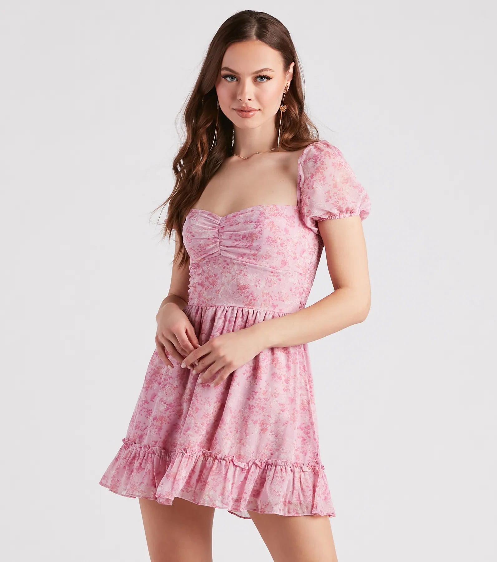 Dresses with Satin Trimmed Collar and Bow Back and Embroidered Skirt for Ladies' Classic and Glamorous LookSweet Spring Vibes Floral Skater Dress Dresses with Satin Trimmed Collar and Bow Back and Embroidered Skirt for Ladies' Classic and Glamorous LookSweet Spring Vibes Floral Skater Dress