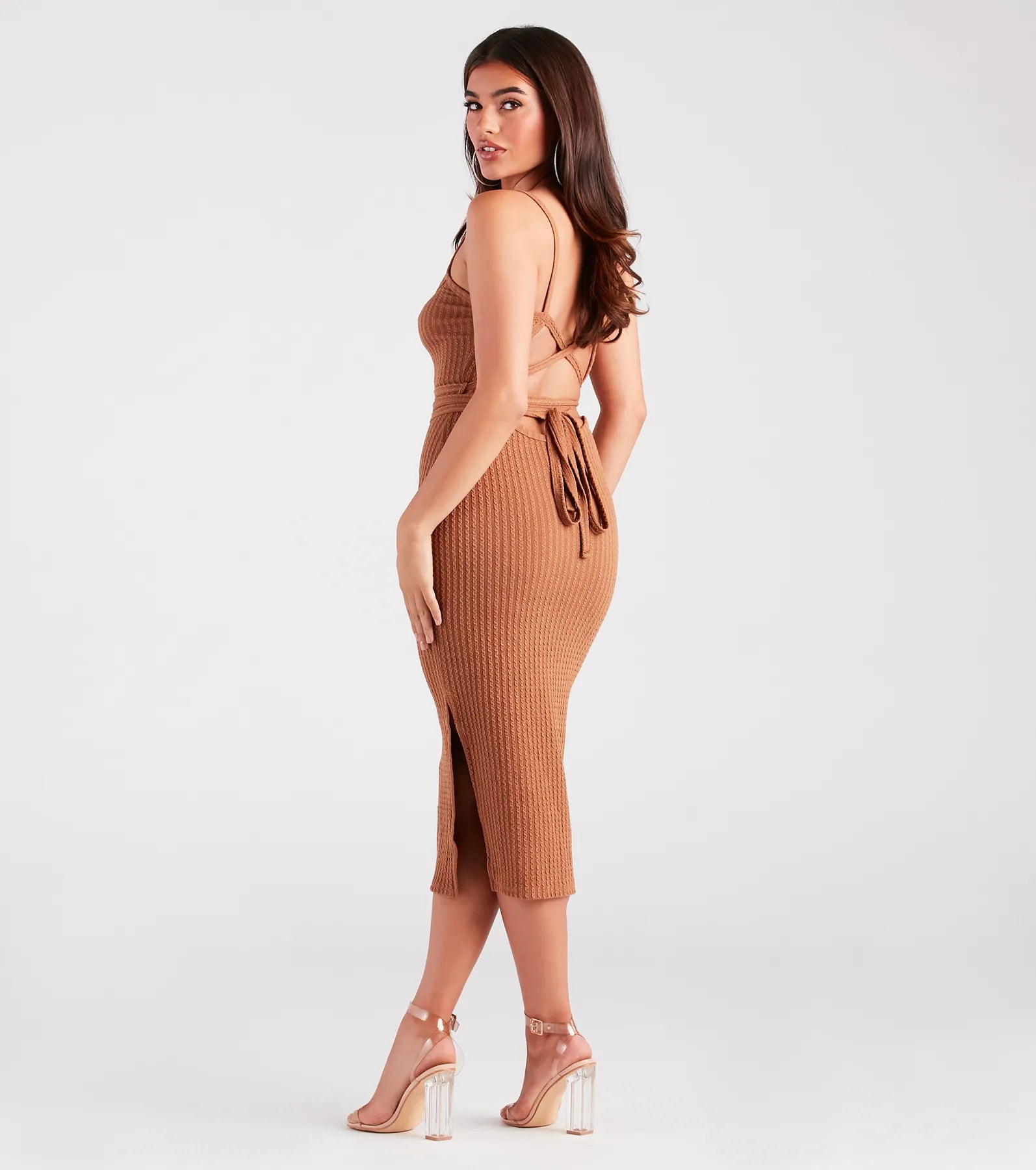 Dresses with Embroidered Stars and Sequined Dots and Sheer Sleeve for Ladies' Celestial and Elegant LookTrendsetting Cutie Cable Knit Lace-Up Dress Dresses with Embroidered Stars and Sequined Dots and Sheer Sleeve for Ladies' Celestial and Elegant LookTrendsetting Cutie Cable Knit Lace-Up Dress