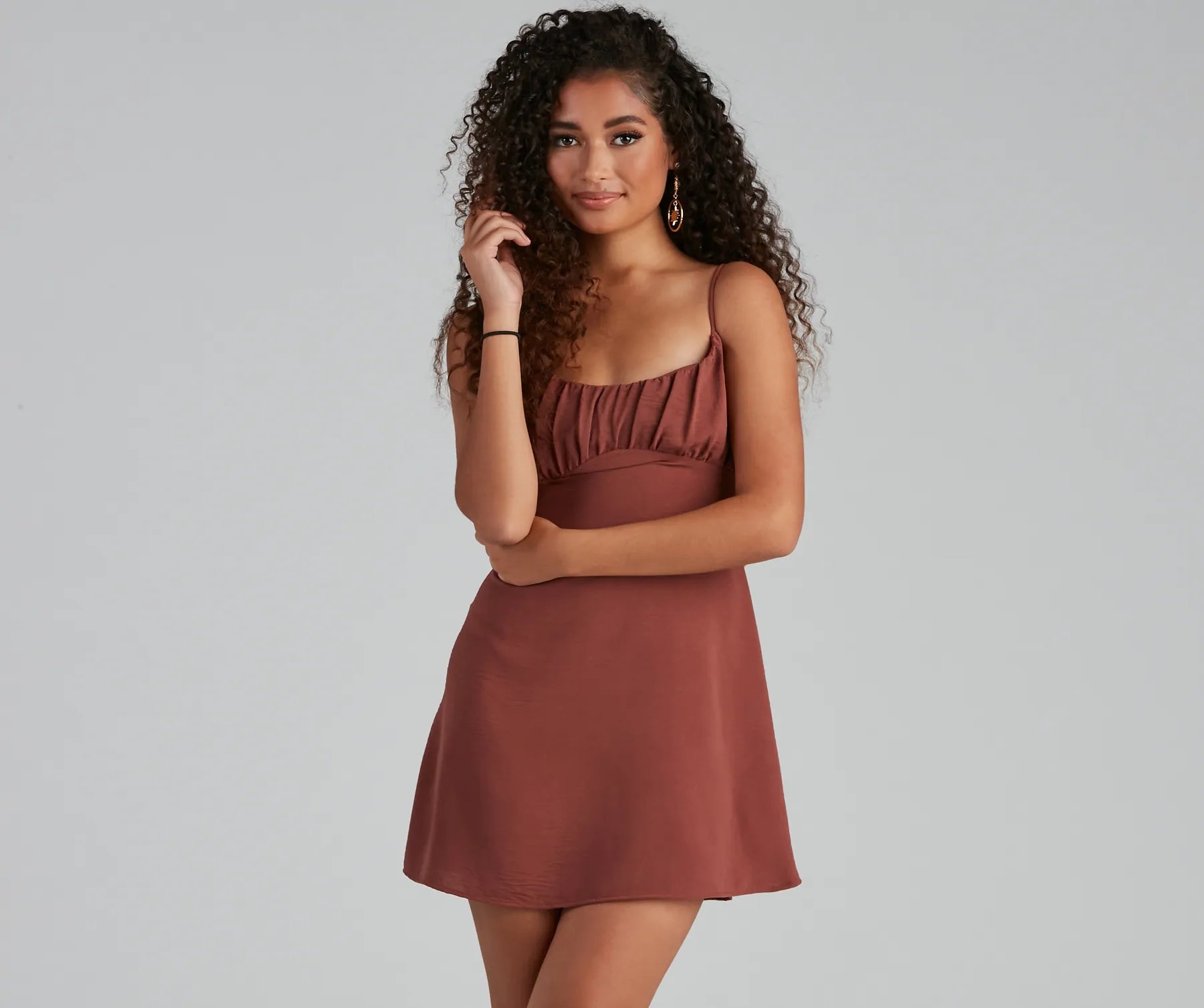 Dresses with Sheer Panels and Beaded Trim for Ladies' Sexy and Polished LookWeekend Vacay Satin Ruched Tie-Back Dress Dresses with Sheer Panels and Beaded Trim for Ladies' Sexy and Polished LookWeekend Vacay Satin Ruched Tie-Back Dress