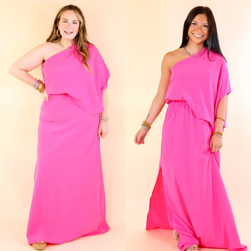 Maxi Dresses Embellished with Crystals for a Sparkling LookChic Romance One Shoulder Unbalanced Maxi Dress in Fuchsia Pink Maxi Dresses Embellished with Crystals for a Sparkling LookChic Romance One Shoulder Unbalanced Maxi Dress in Fuchsia Pink