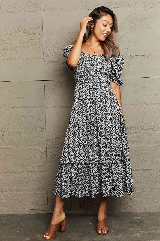 Long - Sleeved Maxi Dresses for Autumn and WinterFloral Lace-Up Off-Shoulder Midi Dress Long - Sleeved Maxi Dresses for Autumn and WinterFloral Lace-Up Off-Shoulder Midi Dress