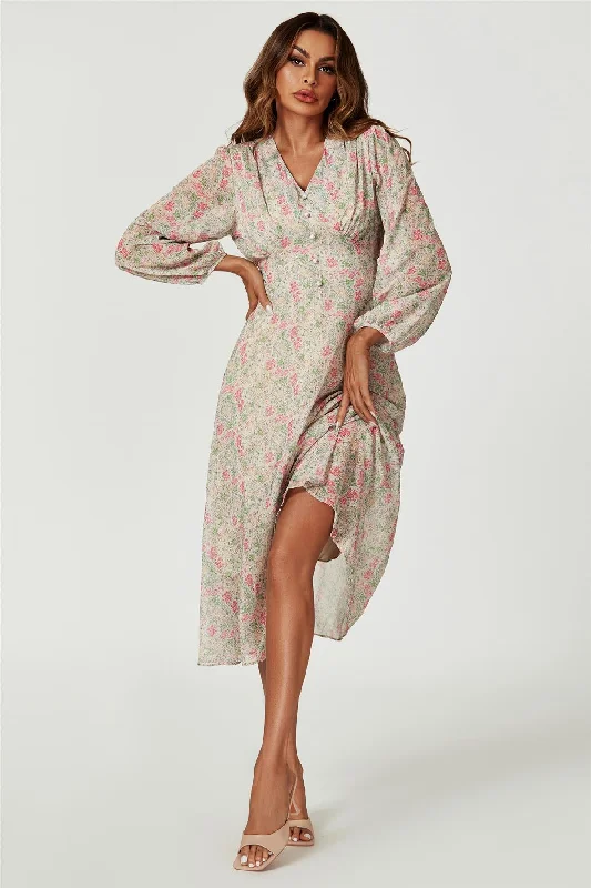 Short - Sleeved Maxi Dresses for Summer EveningsFloral Print Long Sleeve Maxi Dress In Multi Short - Sleeved Maxi Dresses for Summer EveningsFloral Print Long Sleeve Maxi Dress In Multi