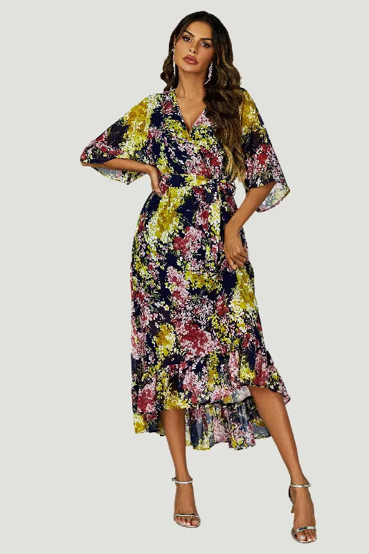 Maxi Dresses for Family Outings in the ParkFloral Print Wrap Top Kimono Sleeve Maxi Dress In Navy Maxi Dresses for Family Outings in the ParkFloral Print Wrap Top Kimono Sleeve Maxi Dress In Navy