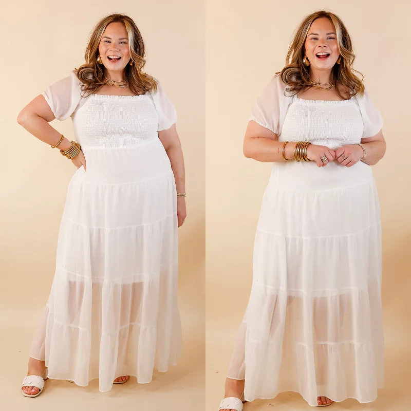 Maxi Dresses Embellished with Crystals for a Sparkling LookHoneysuckle Love Tiered Maxi Dress with Smocked Bodice in Ivory Maxi Dresses Embellished with Crystals for a Sparkling LookHoneysuckle Love Tiered Maxi Dress with Smocked Bodice in Ivory