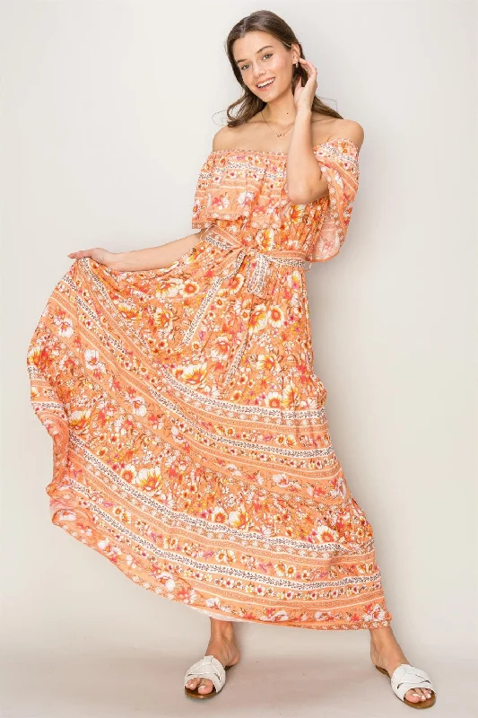 Maxi Dresses with Ethnic Embroidery for Cultural EventsFloral Off-Shoulder Tie Front Maxi Dress Maxi Dresses with Ethnic Embroidery for Cultural EventsFloral Off-Shoulder Tie Front Maxi Dress