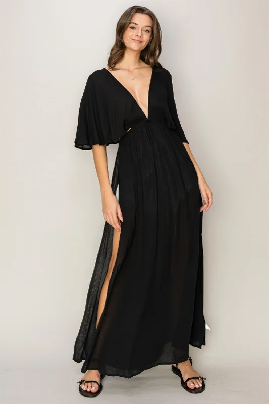 Maxi Dresses for Bridal ShowersTie Back Maxi Split Cover Up Dress