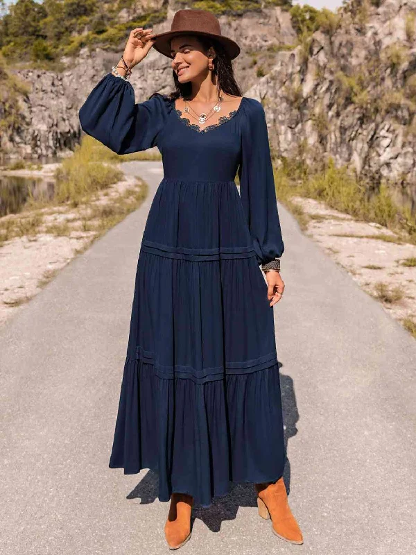 Maxi Dresses for Office - Appropriate Summer PartiesLong Sleeve Lace Trim Maxi Dress Maxi Dresses for Office - Appropriate Summer PartiesLong Sleeve Lace Trim Maxi Dress