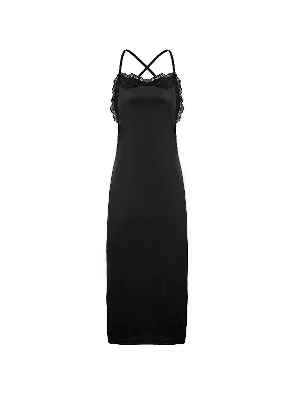 Maxi Dresses for Christmas PartiesLace Paneled Backless Black Maxi Dress