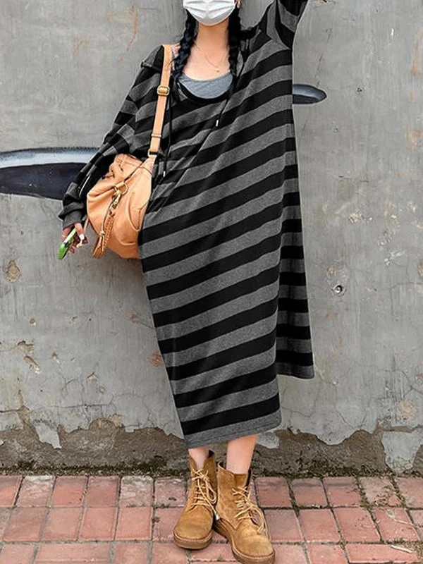 Maxi Dresses with Abstract Art Prints for a Unique StyleHooded Stripe Long Sleeve Maxi Dress Maxi Dresses with Abstract Art Prints for a Unique StyleHooded Stripe Long Sleeve Maxi Dress