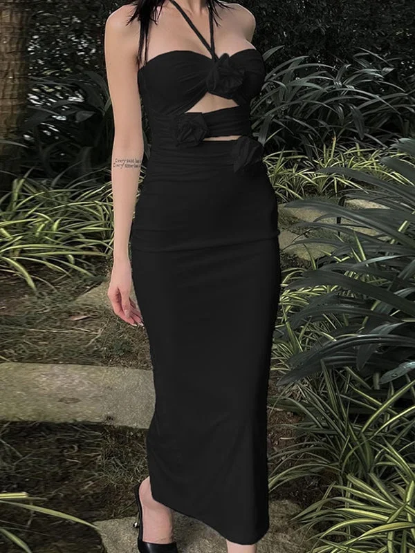 Maxi Dresses Paired with Crop Tops for a Trendy LookFloral Embellish Cutout Split Halter Maxi Dress Maxi Dresses Paired with Crop Tops for a Trendy LookFloral Embellish Cutout Split Halter Maxi Dress