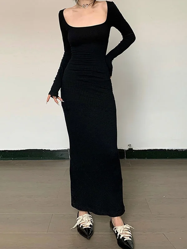 Maxi Dresses for Office - Appropriate Summer PartiesBlack Long Sleeve Bodycon Maxi Dress Maxi Dresses for Office - Appropriate Summer PartiesBlack Long Sleeve Bodycon Maxi Dress