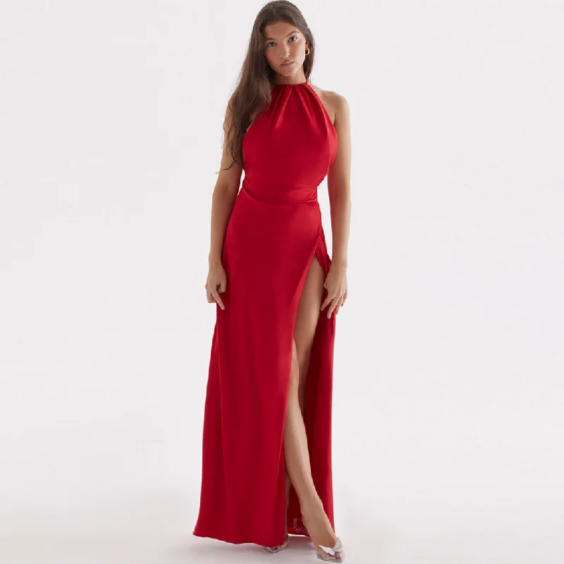 Maxi Dresses with Botanical Prints for a Natural and Fresh LookHigh Split Sleeveless Evening Maxi Dress - Red Maxi Dresses with Botanical Prints for a Natural and Fresh LookHigh Split Sleeveless Evening Maxi Dress - Red