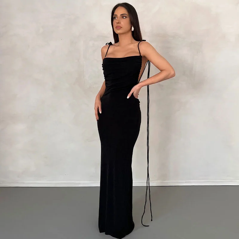 Maxi Dresses Decorated with Feathers for a Dazzling LookTie Shoulder Cowl Neck Ruched Trim Sheer Maxi Dress - Black Maxi Dresses Decorated with Feathers for a Dazzling LookTie Shoulder Cowl Neck Ruched Trim Sheer Maxi Dress - Black