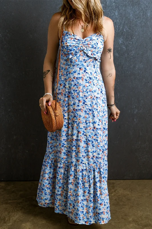 Maxi Dresses with Metal Accessories for a Trendy EdgeRuched Ruffle Hem Printed Cami Dress Maxi Dresses with Metal Accessories for a Trendy EdgeRuched Ruffle Hem Printed Cami Dress