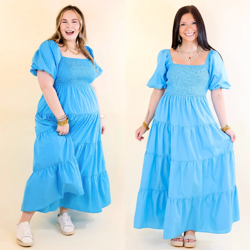 Maxi Dresses for High School Graduation CeremoniesSantorini Sunshine Short Balloon Sleeve Maxi Dress in Blue Maxi Dresses for High School Graduation CeremoniesSantorini Sunshine Short Balloon Sleeve Maxi Dress in Blue