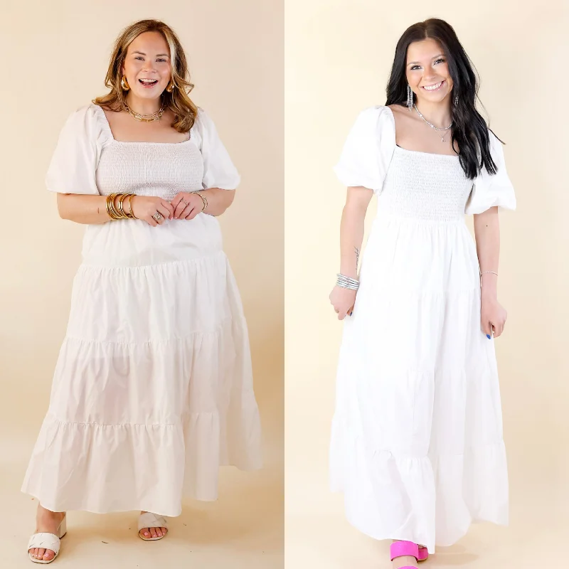 Retro - Style Bubble - Sleeve Maxi DressesSantorini Sunshine Short Balloon Sleeve Maxi Dress in White Retro - Style Bubble - Sleeve Maxi DressesSantorini Sunshine Short Balloon Sleeve Maxi Dress in White