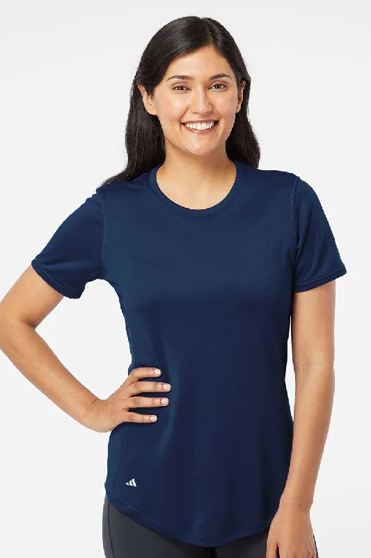 Mock neck women's T - shirt for a modern twistAdidas Womens UPF 50+ Short Sleeve Crewneck T-Shirt - Collegiate Navy Blue