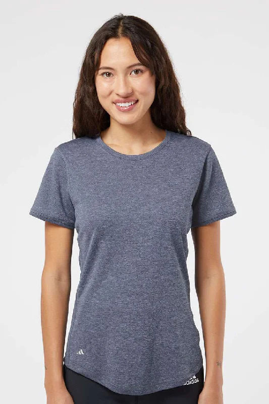 Long - sleeved women's T - shirt with a bell - sleeve designAdidas Womens UPF 50+ Short Sleeve Crewneck T-Shirt - Heather Collegiate Navy Blue Long - sleeved women's T - shirt with a bell - sleeve designAdidas Womens UPF 50+ Short Sleeve Crewneck T-Shirt - Heather Collegiate Navy Blue