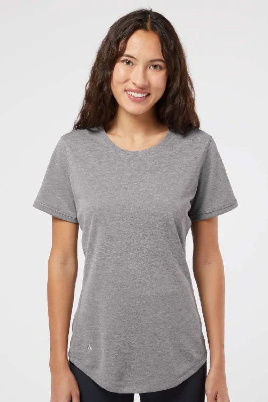 Women's T - shirt with a cable knit patternAdidas Womens UPF 50+ Short Sleeve Crewneck T-Shirt - Heather Grey Women's T - shirt with a cable knit patternAdidas Womens UPF 50+ Short Sleeve Crewneck T-Shirt - Heather Grey