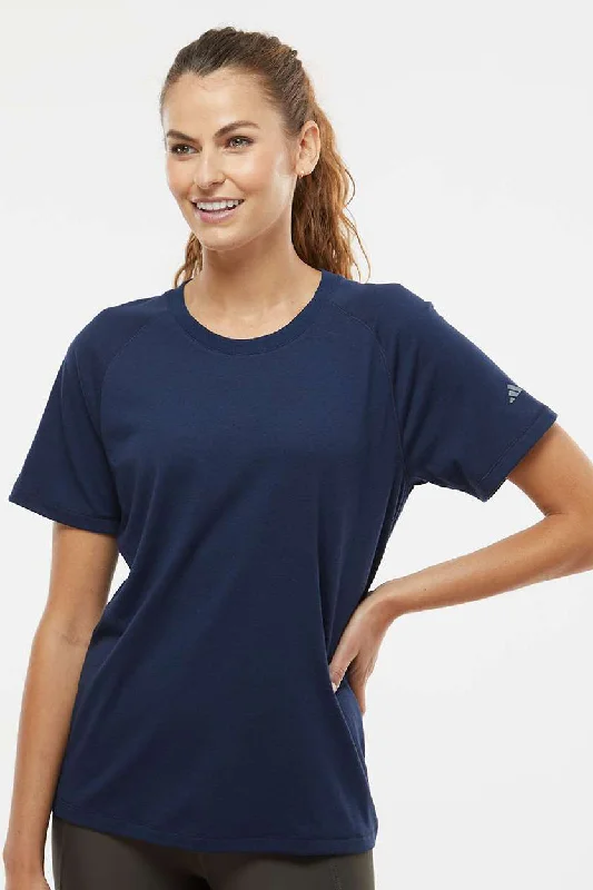 Women's T - shirt with a side slit for added styleAdidas Womens Short Sleeve Crewneck T-Shirt - Collegiate Navy Blue Women's T - shirt with a side slit for added styleAdidas Womens Short Sleeve Crewneck T-Shirt - Collegiate Navy Blue