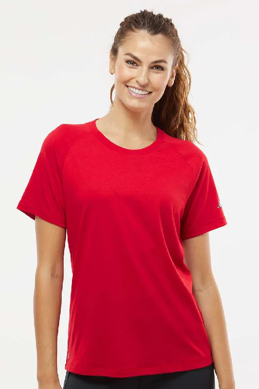 Chunky ribbed women's T - shirt for a textured lookAdidas Womens Short Sleeve Crewneck T-Shirt - Power Red Chunky ribbed women's T - shirt for a textured lookAdidas Womens Short Sleeve Crewneck T-Shirt - Power Red