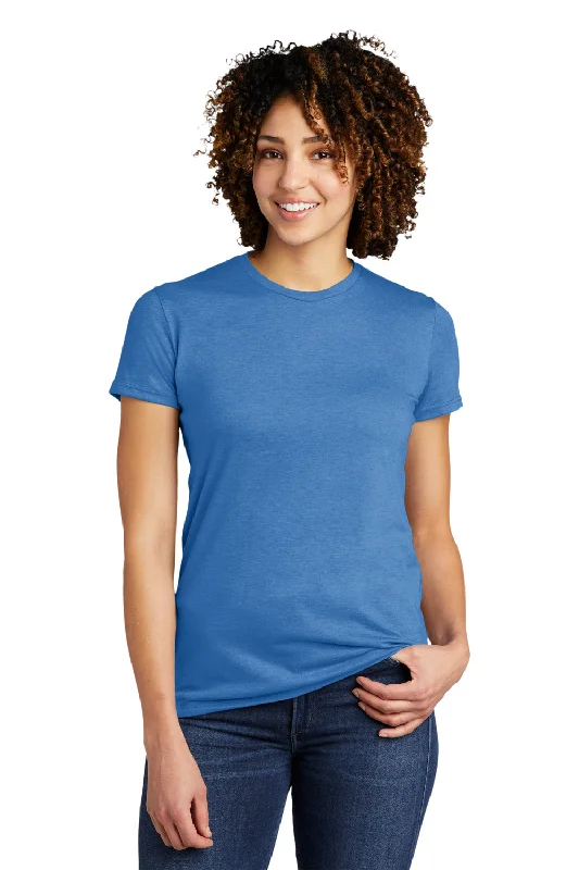 Mock - neck women's T - shirt with a zip - up frontAllmade Womens Short Sleeve Crewneck T-Shirt - Azure Blue Mock - neck women's T - shirt with a zip - up frontAllmade Womens Short Sleeve Crewneck T-Shirt - Azure Blue