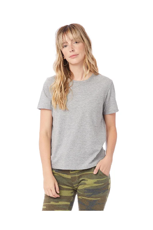 Women's T - shirt with a patch pocket and a button - down frontAlternative Womens Her Go-To CVC Short Sleeve Crewneck T-Shirt - Heather Grey