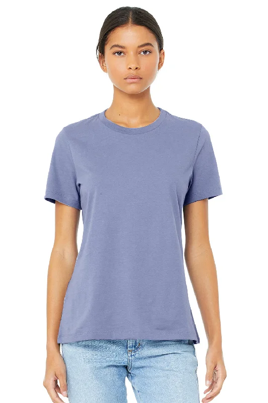 Women's T - shirt with a crocheted detailBella + Canvas Womens Relaxed Jersey Short Sleeve Crewneck T-Shirt - Lavender Blue Women's T - shirt with a crocheted detailBella + Canvas Womens Relaxed Jersey Short Sleeve Crewneck T-Shirt - Lavender Blue