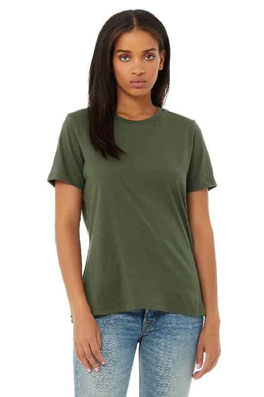 Women's T - shirt with a side slit for added styleBella + Canvas Womens Relaxed Jersey Short Sleeve Crewneck T-Shirt - Military Green Women's T - shirt with a side slit for added styleBella + Canvas Womens Relaxed Jersey Short Sleeve Crewneck T-Shirt - Military Green