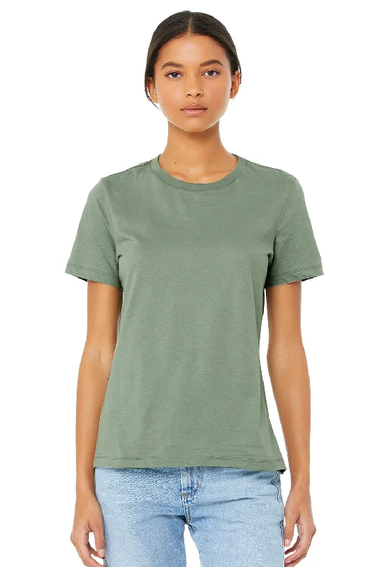 Women's lightweight linen T - shirt for warm weatherBella + Canvas Womens Relaxed Jersey Short Sleeve Crewneck T-Shirt - Sage Green