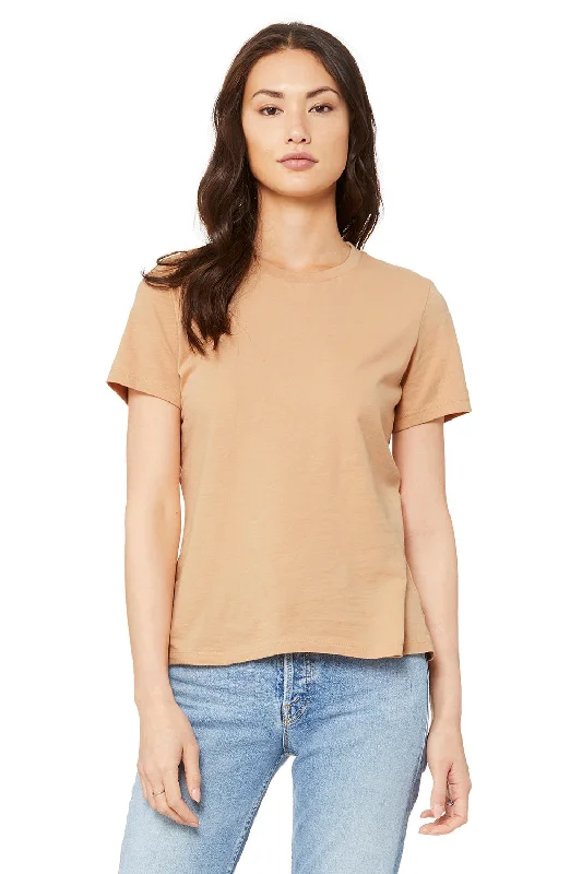Mock neck women's T - shirt for a modern twistBella + Canvas Womens Relaxed Jersey Short Sleeve Crewneck T-Shirt - Sand Dune
