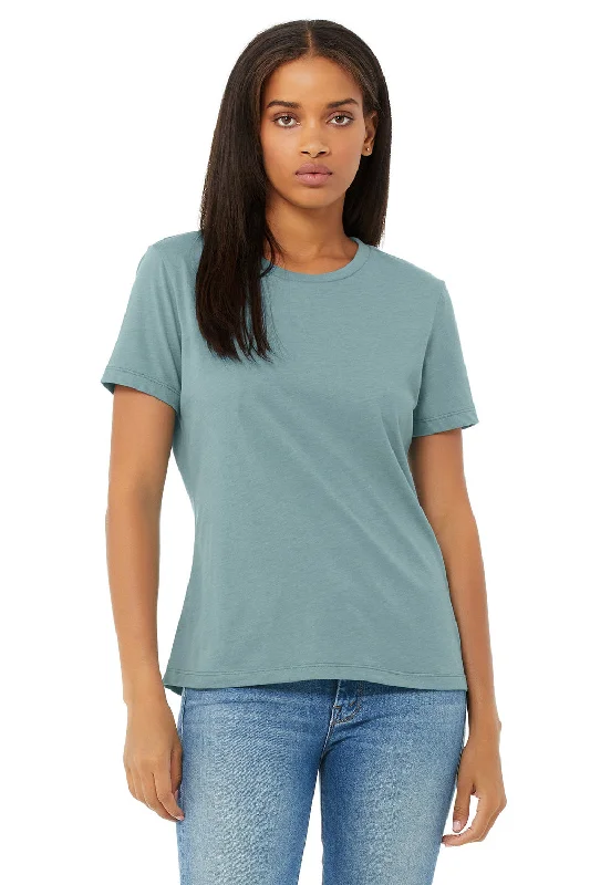 Striped women's T - shirt with a vertical patternBella + Canvas Womens CVC Short Sleeve Crewneck T-Shirt - Heather Blue Lagoon Striped women's T - shirt with a vertical patternBella + Canvas Womens CVC Short Sleeve Crewneck T-Shirt - Heather Blue Lagoon