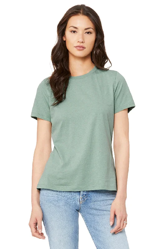 Women's T - shirt with a cut - out detailBella + Canvas Womens CVC Short Sleeve Crewneck T-Shirt - Heather Prism Dusty Blue Women's T - shirt with a cut - out detailBella + Canvas Womens CVC Short Sleeve Crewneck T-Shirt - Heather Prism Dusty Blue