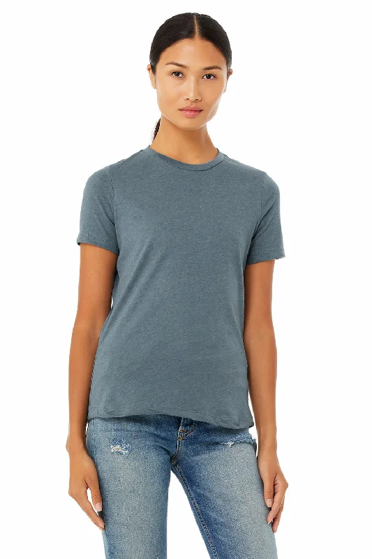 Women's T - shirt with a ribbed cuffs and hemBella + Canvas Womens CVC Short Sleeve Crewneck T-Shirt - Heather Slate Blue Women's T - shirt with a ribbed cuffs and hemBella + Canvas Womens CVC Short Sleeve Crewneck T-Shirt - Heather Slate Blue
