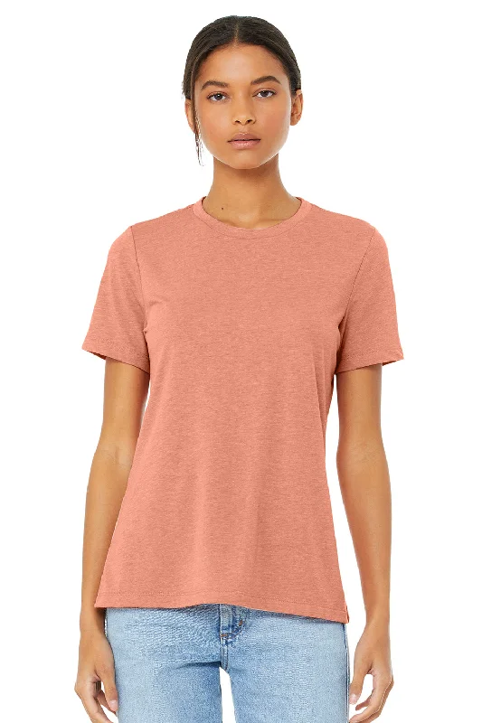 Sheer - sleeved women's T - shirt for an alluring lookBella + Canvas Womens CVC Short Sleeve Crewneck T-Shirt - Heather Sunset Red Sheer - sleeved women's T - shirt for an alluring lookBella + Canvas Womens CVC Short Sleeve Crewneck T-Shirt - Heather Sunset Red