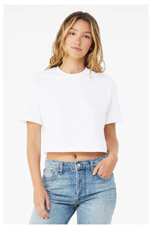 Women's T - shirt with a patch pocketBella + Canvas Womens Jersey Cropped Short Sleeve Crewneck T-Shirt - White Women's T - shirt with a patch pocketBella + Canvas Womens Jersey Cropped Short Sleeve Crewneck T-Shirt - White