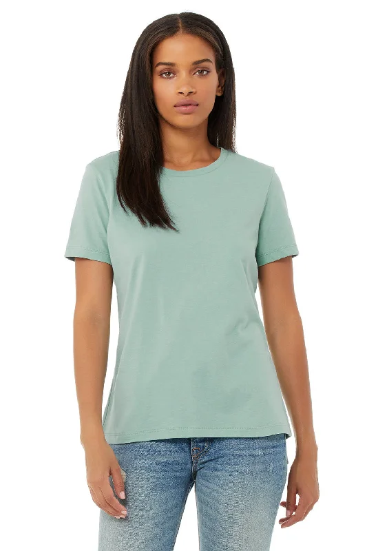 Women's T - shirt with a burnout floral patternBella + Canvas Womens Relaxed Jersey Short Sleeve Crewneck T-Shirt - Dusty Blue Women's T - shirt with a burnout floral patternBella + Canvas Womens Relaxed Jersey Short Sleeve Crewneck T-Shirt - Dusty Blue