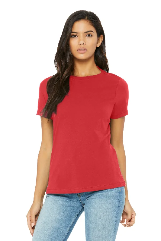 Women's T - shirt with a mock - fur collarBella + Canvas Womens Short Sleeve Crewneck T-Shirt - Red Women's T - shirt with a mock - fur collarBella + Canvas Womens Short Sleeve Crewneck T-Shirt - Red