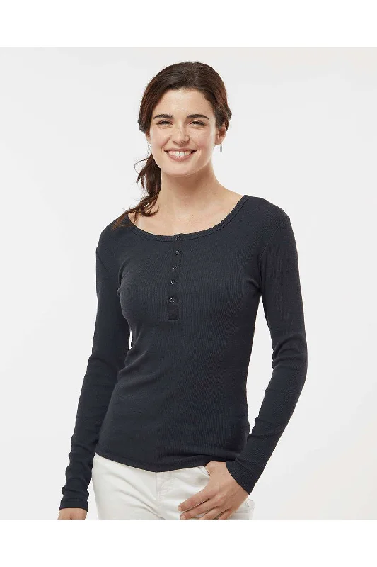 Women's T - shirt with a cropped and boxy fitBoxercraft Womens Harper Long Sleeve Henley T-Shirt - Black Women's T - shirt with a cropped and boxy fitBoxercraft Womens Harper Long Sleeve Henley T-Shirt - Black