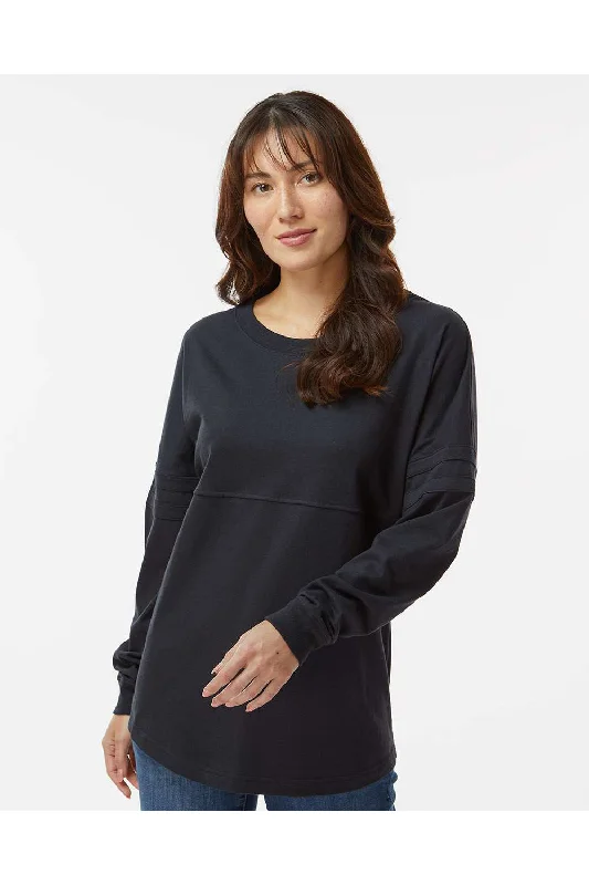 Fuzzy women's T - shirt with a hoodBoxercraft Womens Pom Pom Long Sleeve Crewneck T-Shirt - Black Fuzzy women's T - shirt with a hoodBoxercraft Womens Pom Pom Long Sleeve Crewneck T-Shirt - Black