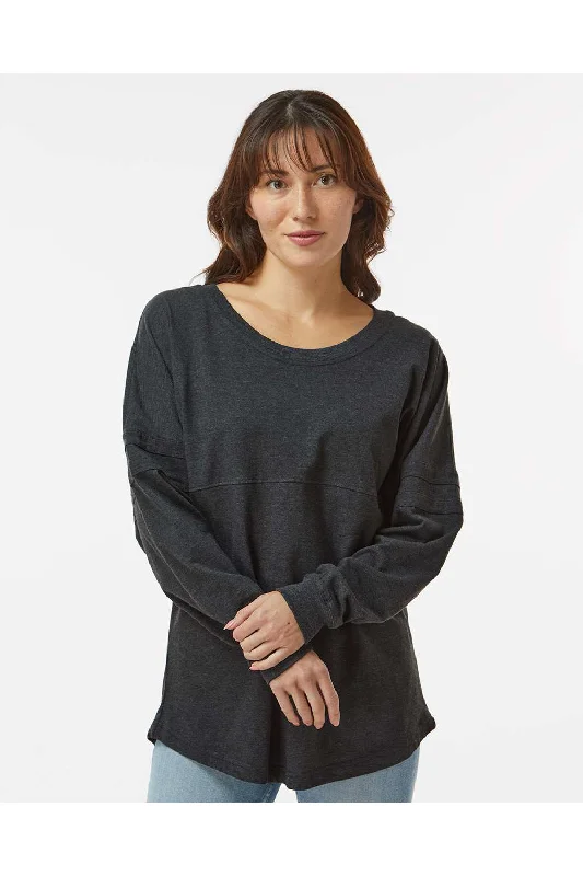 A - line women's T - shirt with a pleated skirtBoxercraft Womens Pom Pom Long Sleeve Crewneck T-Shirt - Charcoal Grey A - line women's T - shirt with a pleated skirtBoxercraft Womens Pom Pom Long Sleeve Crewneck T-Shirt - Charcoal Grey