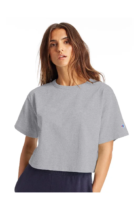 Women's T - shirt with a sequined collarChampion Womens Heritage Cropped Short Sleeve Crewneck T-Shirt - Oxford Grey Women's T - shirt with a sequined collarChampion Womens Heritage Cropped Short Sleeve Crewneck T-Shirt - Oxford Grey