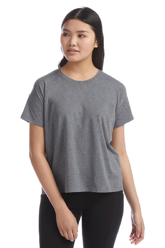 Striped women's T - shirt with a vertical patternChampion Womens Sport Soft Touch Short Sleeve Crewneck T-Shirt - Heather Grey Striped women's T - shirt with a vertical patternChampion Womens Sport Soft Touch Short Sleeve Crewneck T-Shirt - Heather Grey