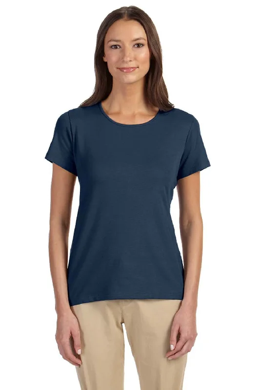 Women's T - shirt with a side slit for added styleDevon & Jones Womens Perfect Fit Short Sleeve Crewneck T-Shirt - Navy Blue Women's T - shirt with a side slit for added styleDevon & Jones Womens Perfect Fit Short Sleeve Crewneck T-Shirt - Navy Blue